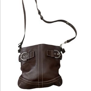 Coach 1452 Brown Leather convertible cross body / shoulder bag